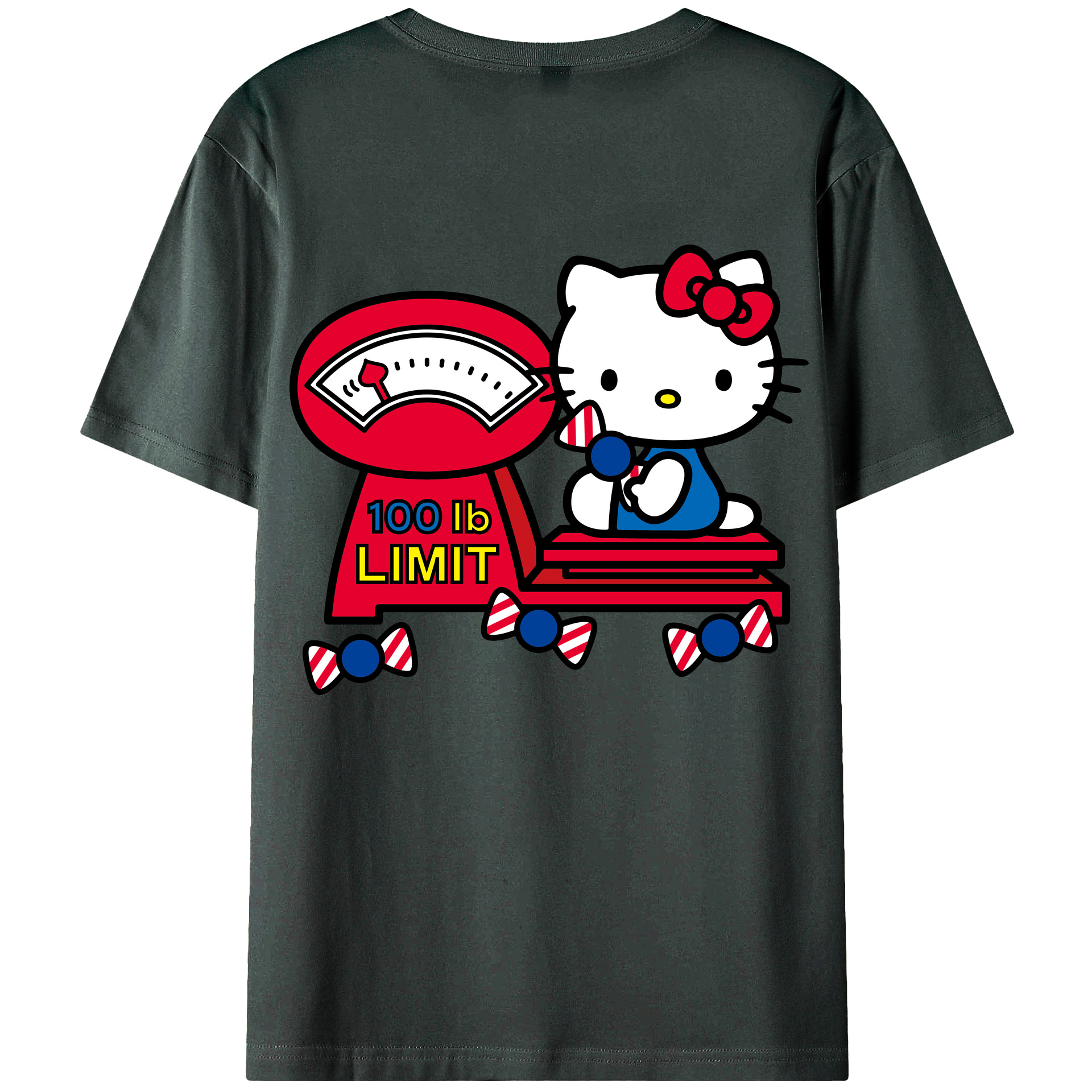 （画像用） Hello Kitty ハローキティ 綿100％ メンズ半袖Tシャツ（バックプリント） 通気性